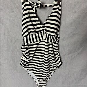Motherhood Maternity Black and White Striped Swimwear